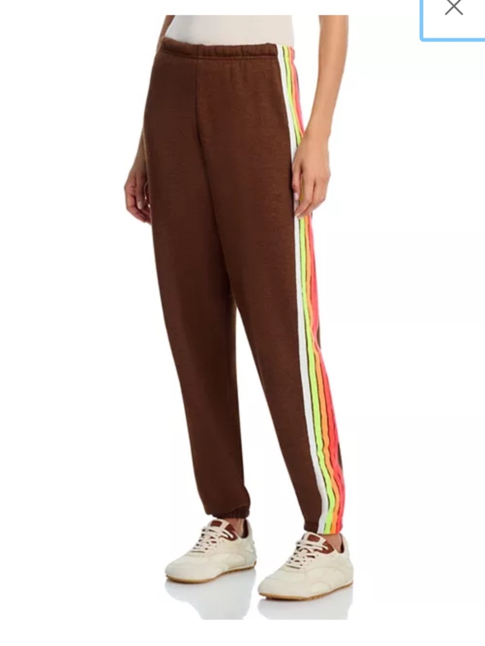 Aviator Nation 5 Stripe Sweatpants Chocolate Rainbow White Joggers